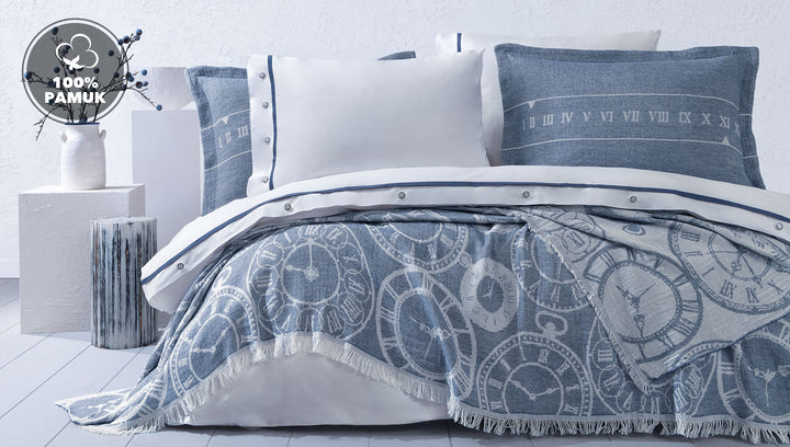 Cotton Throw Set Asral, with Duvet Cover, Bed Sheet and Pillowcases, 170x240 cm