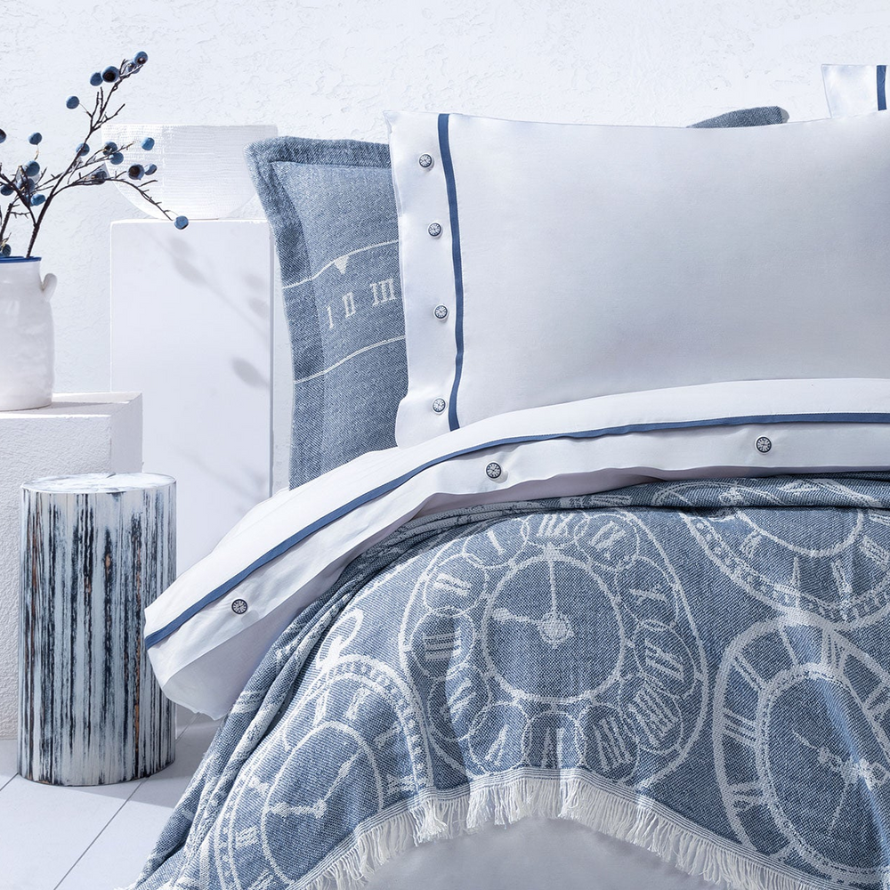 Cotton Throw Set Asral, with Duvet Cover, Bed Sheet and Pillowcases, 170x240 cm