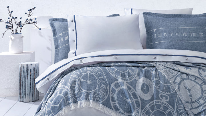 Cotton Throw Set Asral, with Duvet Cover, Bed Sheet and Pillowcases, 170x240 cm