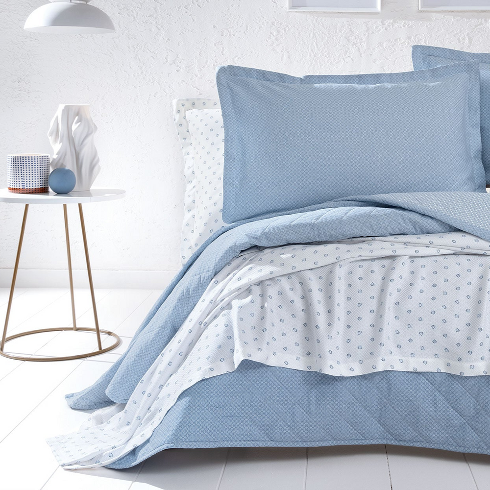 Cotton Bedspread Set Gilber, with Throw, Fitted Sheet and Pillowcases, 220x230 cm