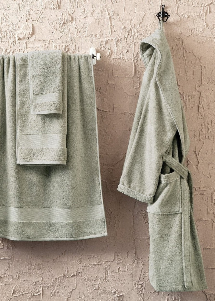 Classic Bathrobe Essentials, 100% Cotton Jersey, Light Green, size L/XL