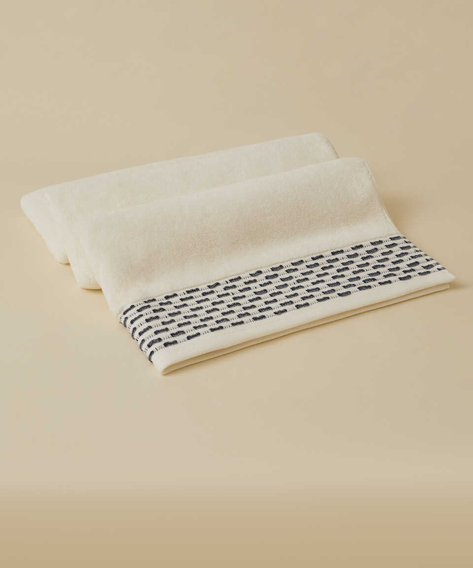 Cotton Towel Calm, 100% Premium Cotton, cream/blue, 30x50 cm