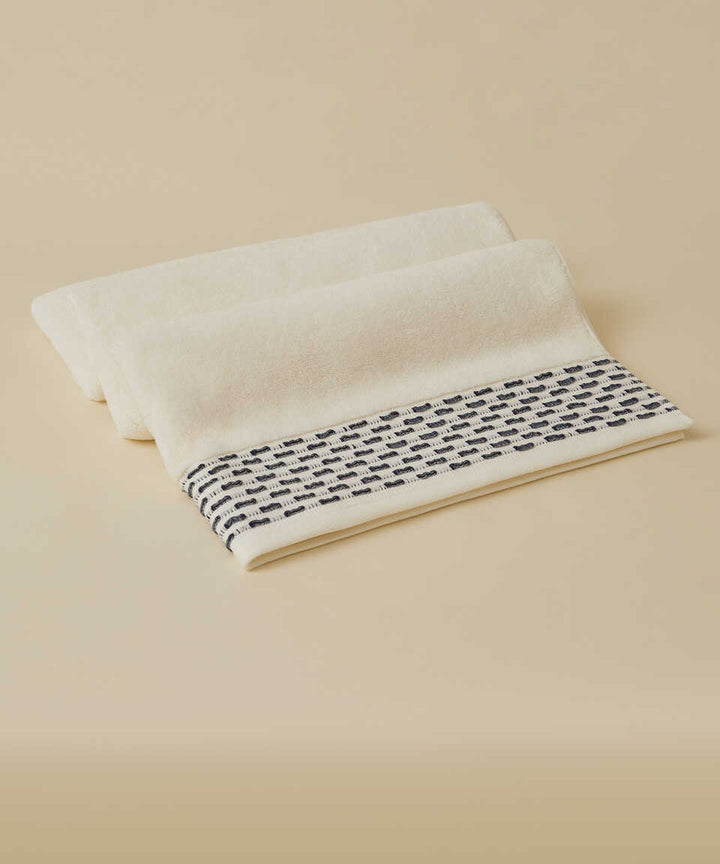 Cotton Towel Calm, 100% Premium Cotton, cream/blue, 30x50 cm