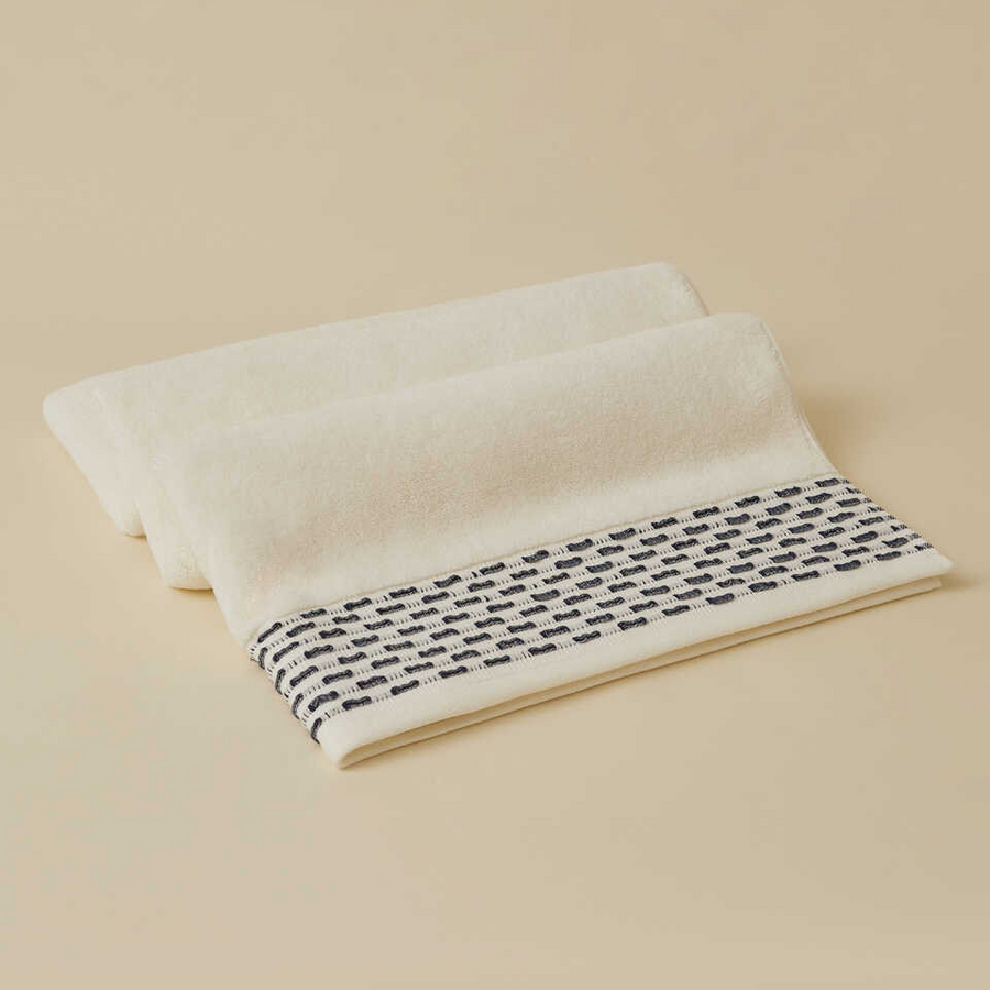 Cotton Towel Calm, 100% Premium Cotton, cream/blue, 30x50 cm