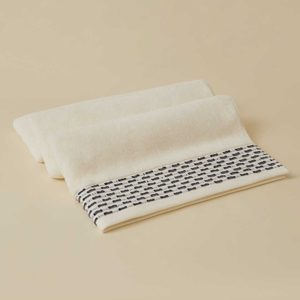 Cotton Towel Calm, 100% Premium Cotton, cream/blue, 50x90 cm