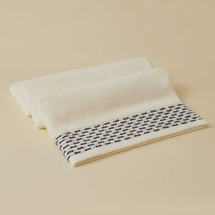 Cotton Towel Calm, 100% Premium Cotton, cream/blue, 50x90 cm