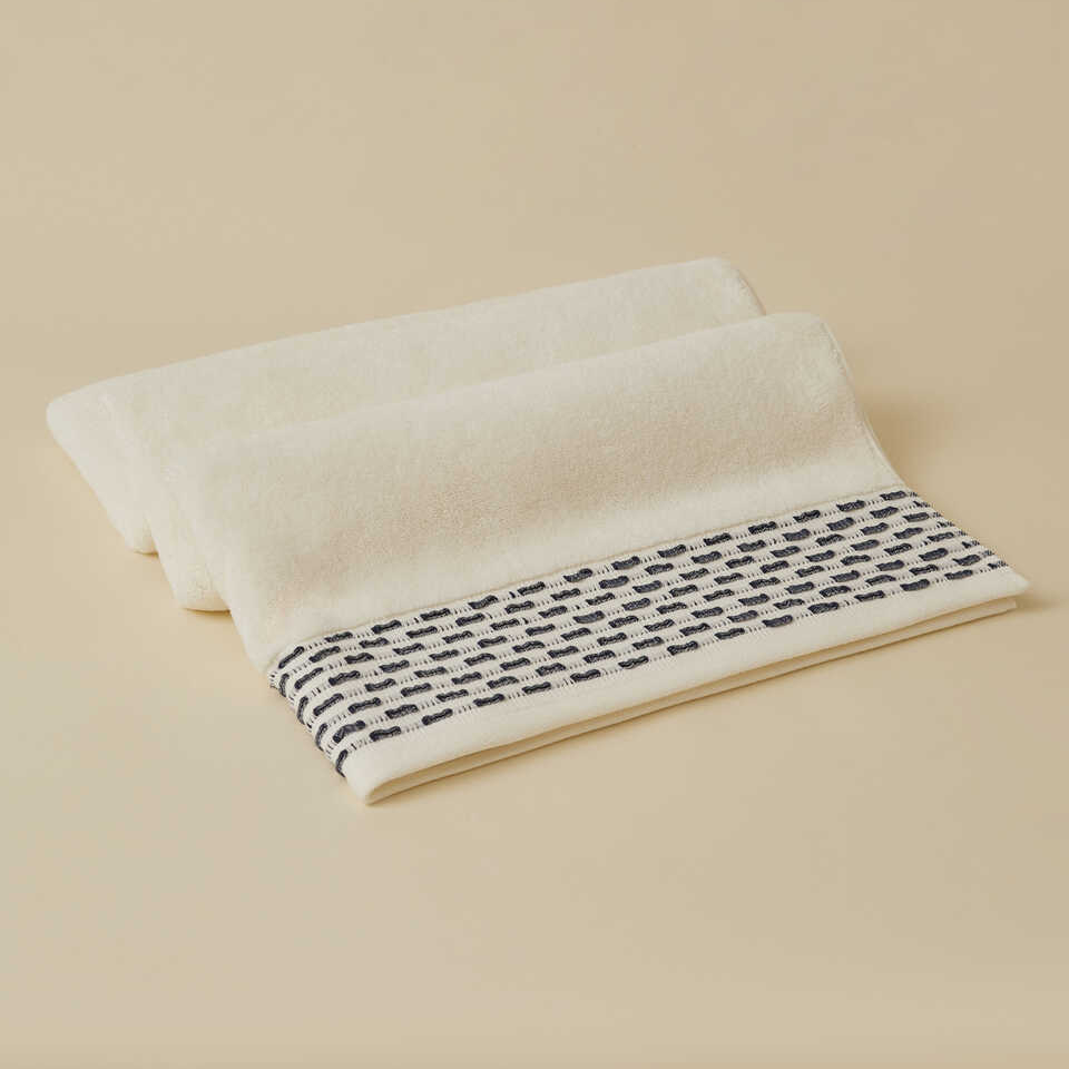 Cotton Towel Calm, 100% Premium Cotton, cream/blue, 90x150 cm