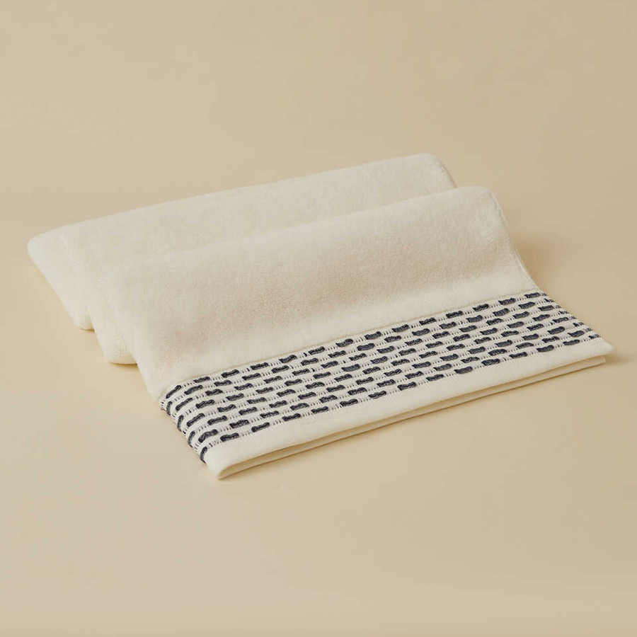Cotton Towel Calm, 100% Premium Cotton, cream/blue, 90x150 cm