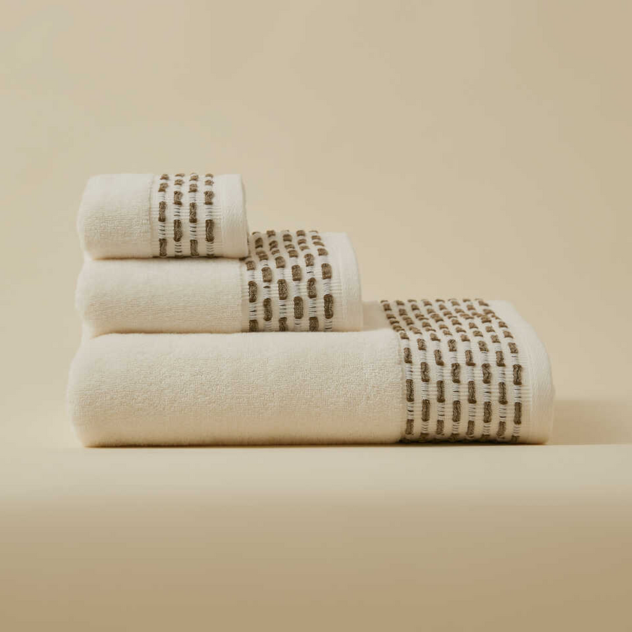 Cotton Towel Calm, 100% Premium Cotton, cream/green, 50x90 cm
