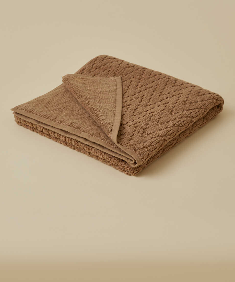 Cotton Towel Wavy, 100% Premium Cotton, brown, 50x90 cm