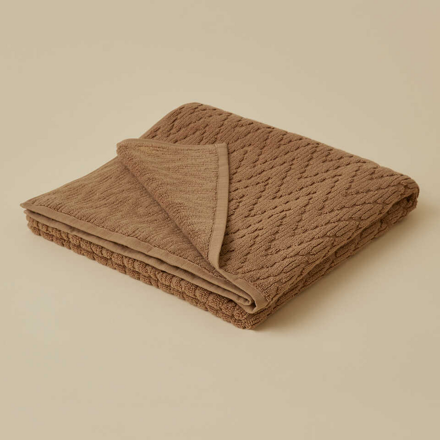 Cotton Towel Wavy, 100% Premium Cotton, brown, 50x90 cm