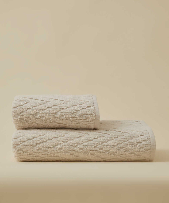 Cotton Towel Wavy, 100% Premium Cotton, cream, 50x90 cm