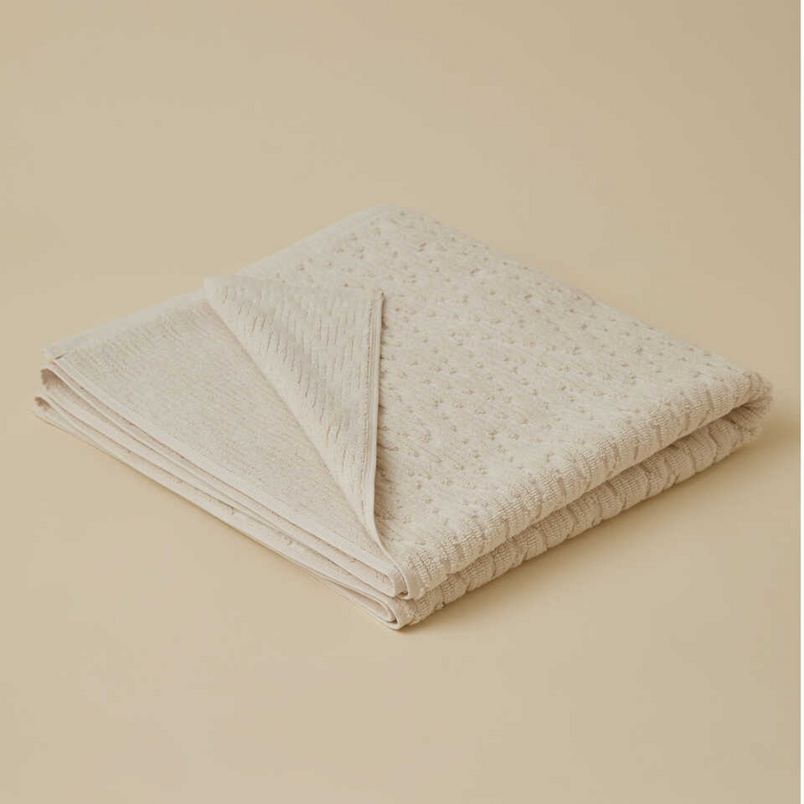 Cotton Towel Wavy, 100% Premium Cotton, cream, 76x152 cm