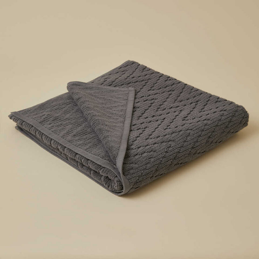 Cotton Towel Wavy, 100% Premium Cotton, dark grey, 76x152 cm