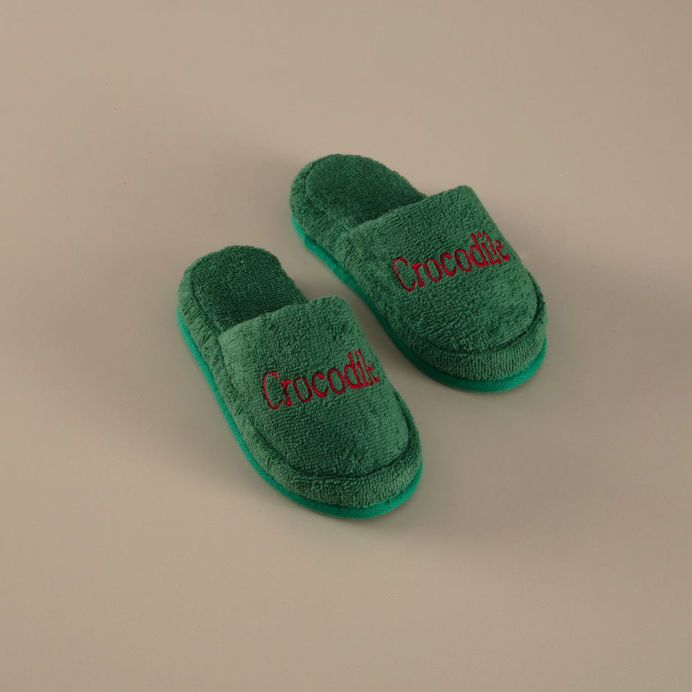 Organic Kids Slippers Crocodile, 100% Organic Cotton, age 4-6