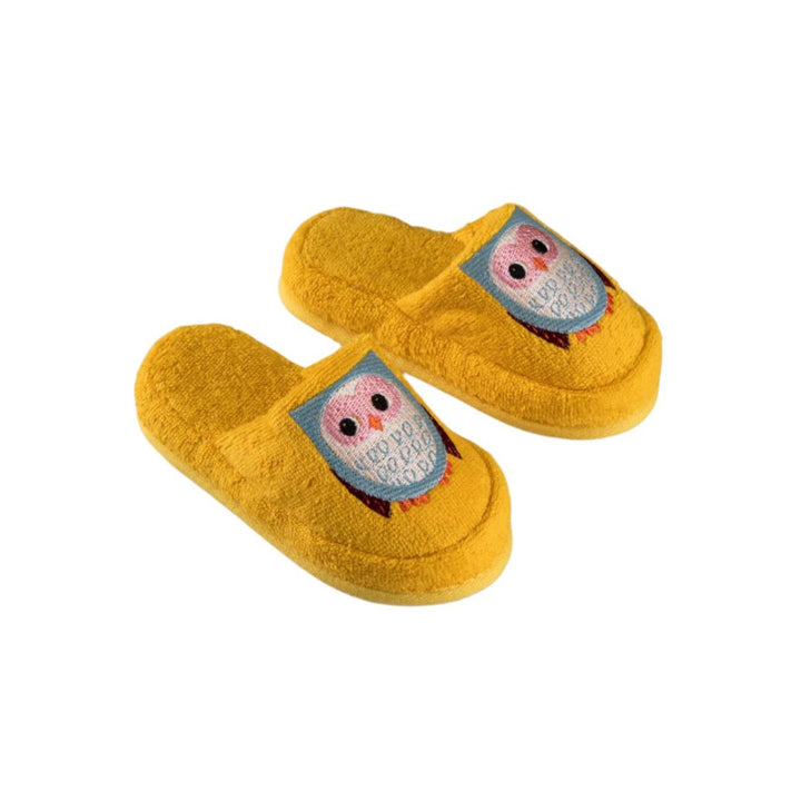 Organic Kids Slippers Owl, 100% Organic Cotton, orange, age 4-6