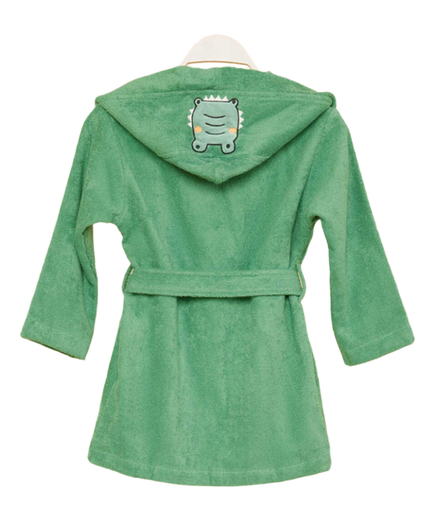 Organic Kids Bathrobe Crocodile, 100% Organic Cotton, age 6-8
