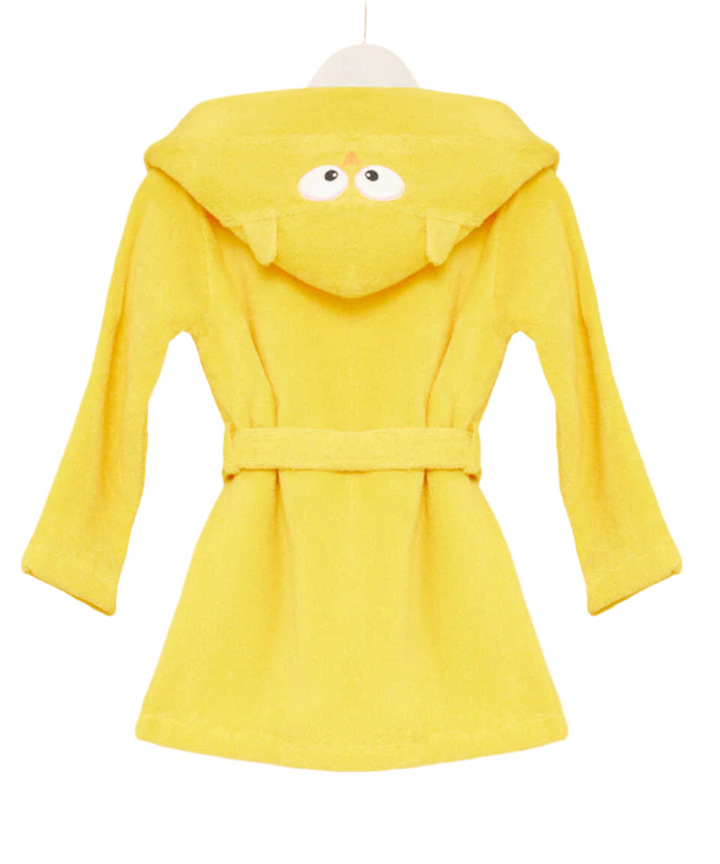 Organic Kids Bathrobe Owl, 100% Organic Cotton, orange, age 6-8