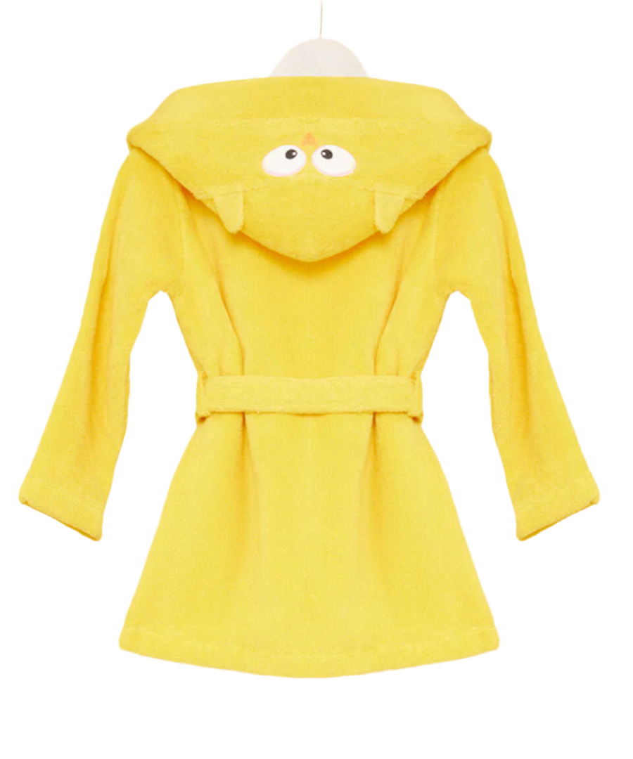 Organic Kids Bathrobe Owl, 100% Organic Cotton, orange, age 6-8