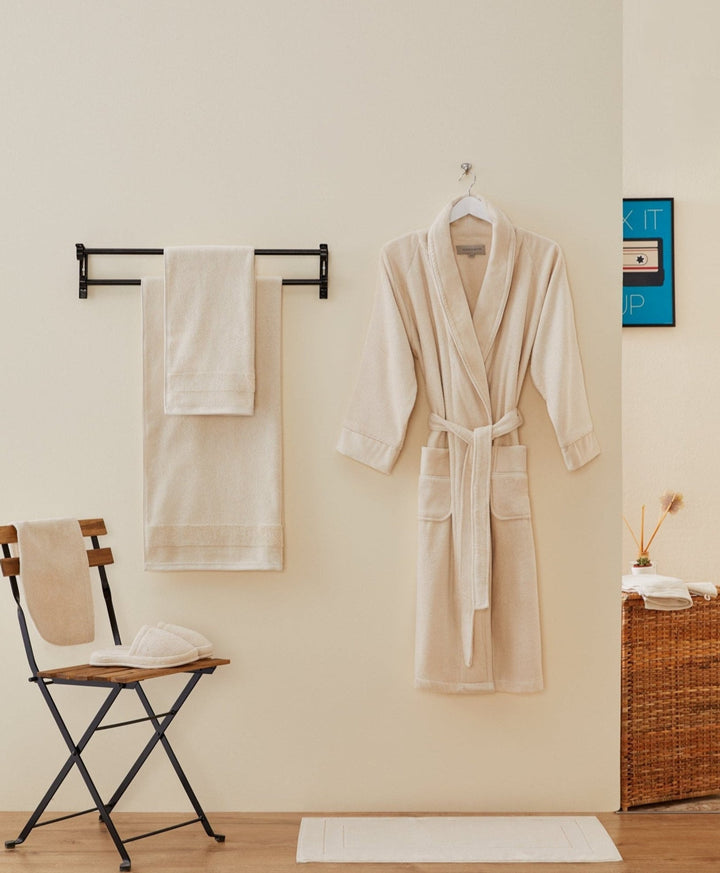 Premium Cotton Bathrobe Fresh, beige, size S