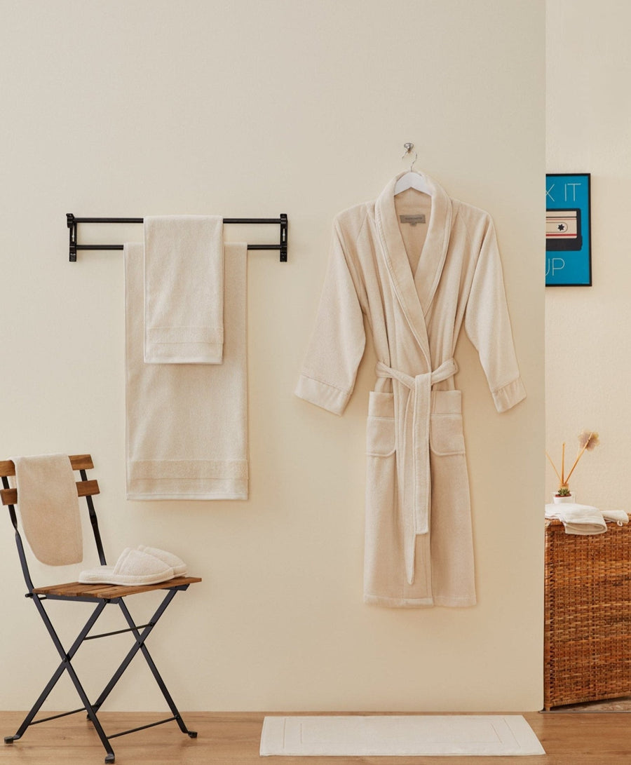 Premium Cotton Bathrobe Fresh, beige, size L