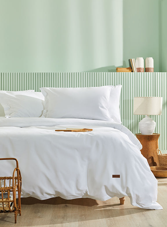 Duvet Cover Set Plain, 100% Renforcé Cotton, White, 240x220 cm