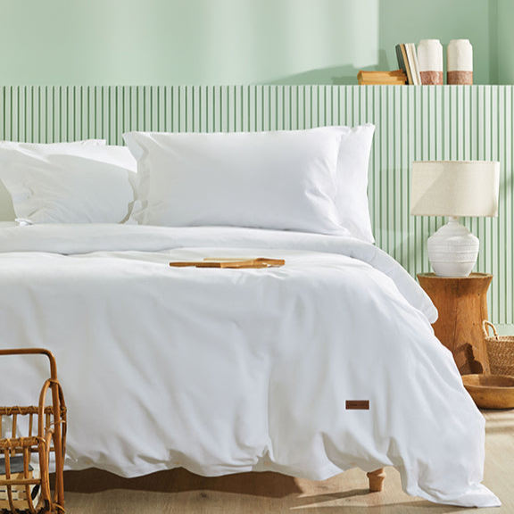 Duvet Cover Set Plain, 100% Renforcé Cotton, White, 240x220 cm