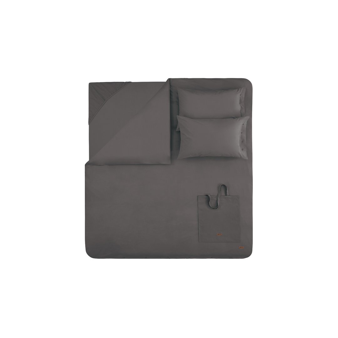 Duvet Cover Set Plain, 100% Renforcé Cotton, Anthracite, 240x220 cm