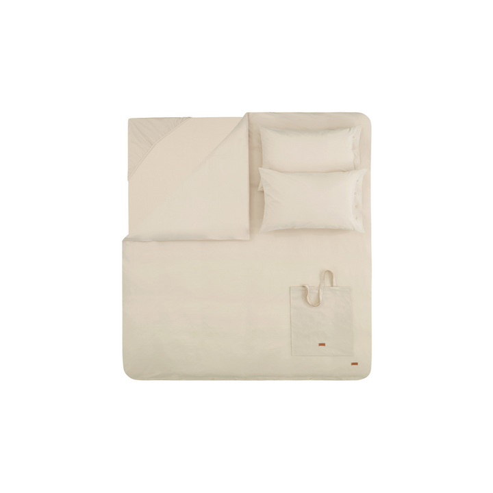 Duvet Cover Set Plain, 100% Renforcé Cotton, Beige, 160x220 cm