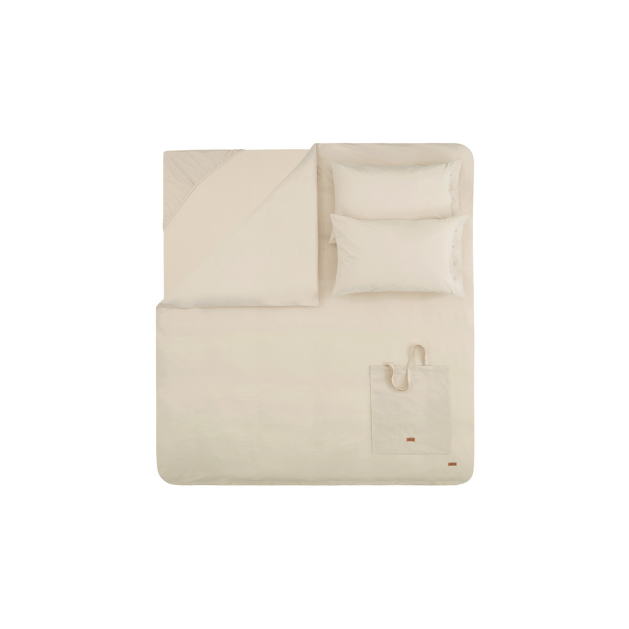 Duvet Cover Set Plain, 100% Renforcé Cotton, Beige, 160x220 cm