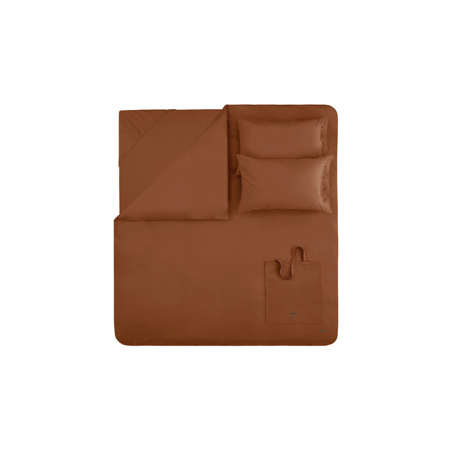Duvet Cover Set Plain, 100% Renforcé Cotton, Brick, 160x220 cm