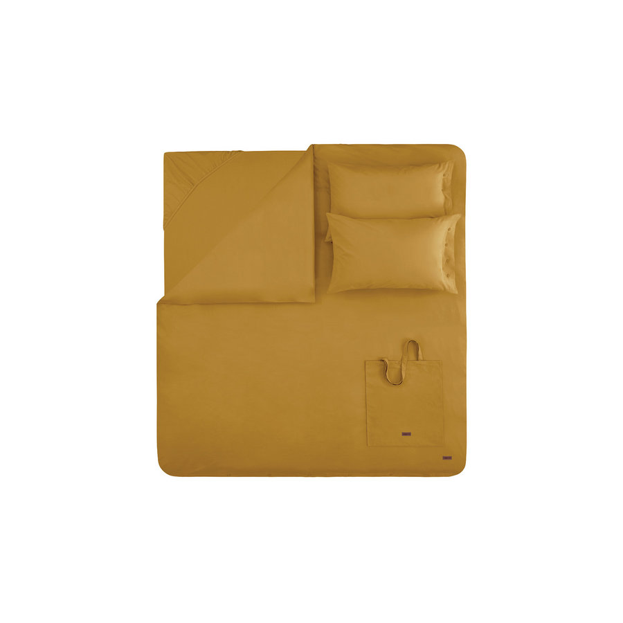 Duvet Cover Set Plain, 100% Renforcé Cotton, Saffron, 160x220 cm