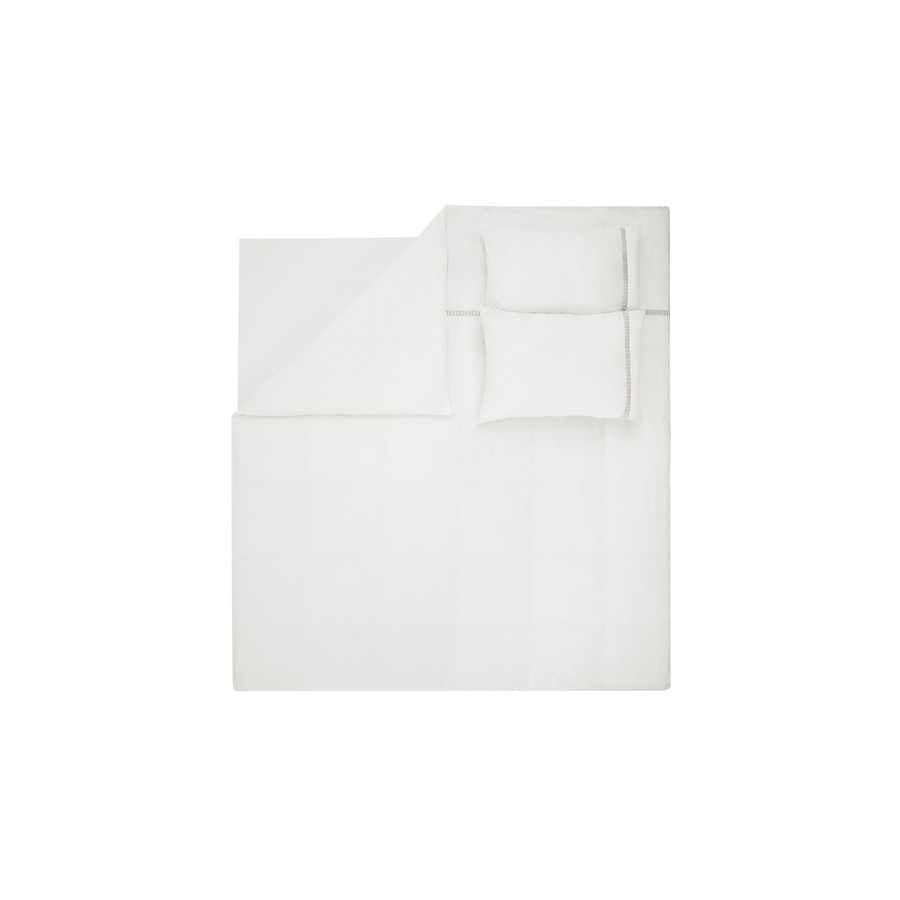 Cotton Percale Duvet Cover Set Clair, with Bed Sheet, White, 200x220 cm