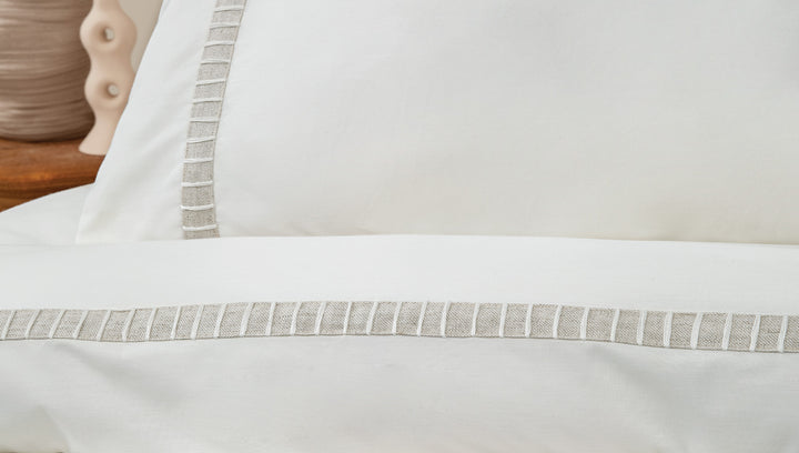 Cotton Percale Duvet Cover Set Clair, with Bed Sheet, White, 200x220 cm