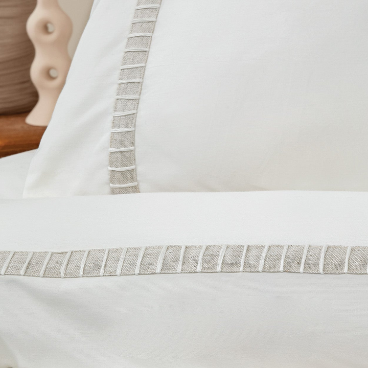 Cotton Percale Duvet Cover Set Clair, with Bed Sheet, White, 200x220 cm