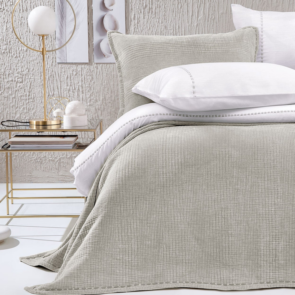 Linen Blend Duvet Cover Set King, with Bed Sheet, white/grey, 200x220 cm