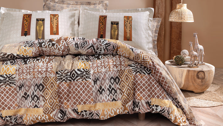 Renforcé Cotton Duvet Cover Set Mauren, with Bed Sheet, 240x220 cm