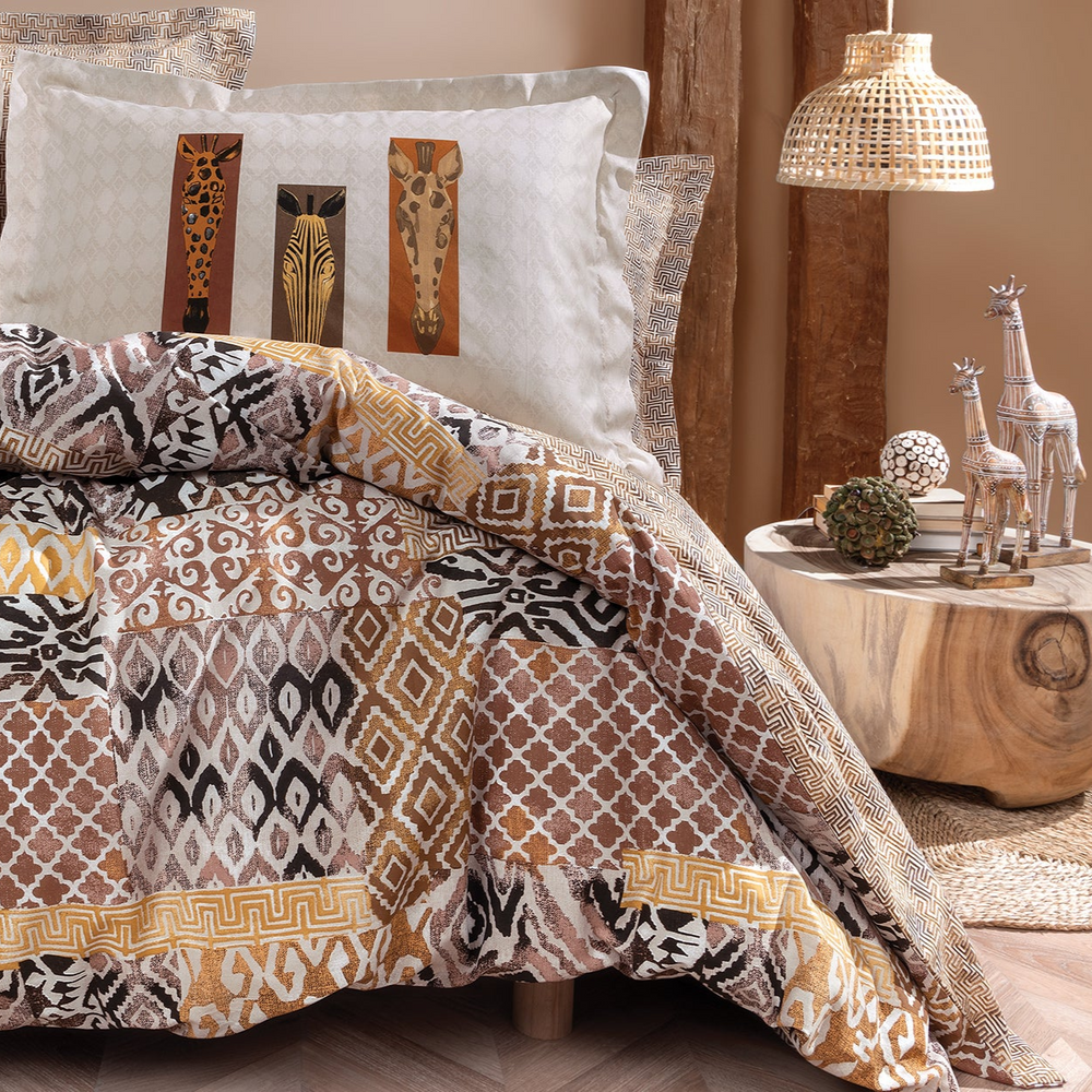 Renforcé Cotton Duvet Cover Set Mauren, with Bed Sheet, 240x220 cm