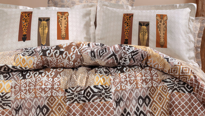 Renforcé Cotton Duvet Cover Set Mauren, with Bed Sheet, 240x220 cm