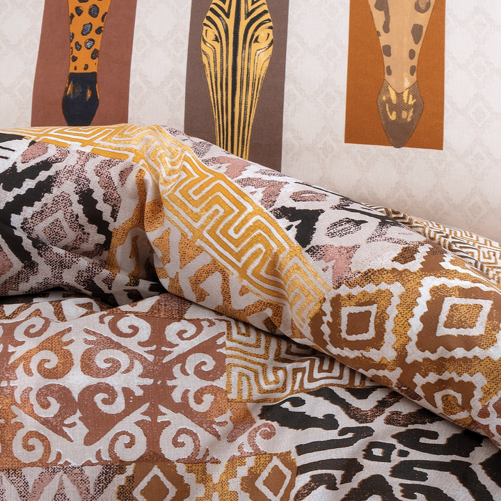 Renforcé Cotton Duvet Cover Set Mauren, with Bed Sheet, 240x220 cm