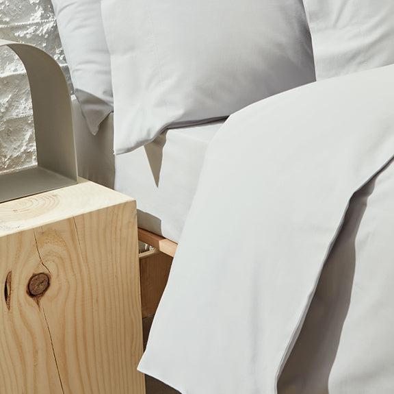 Duvet Cover Set Plain, 100% Renforcé Cotton, Grey, 160x220 cm