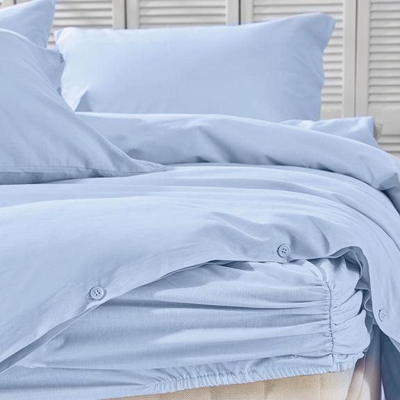 Duvet Cover Set Plain, 100% Renforcé Cotton, Light Blue, 200x220 cm