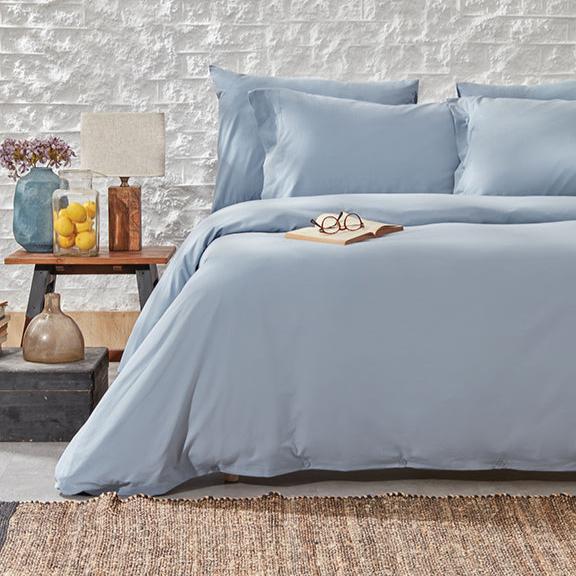 Duvet Cover Set Plain, 100% Renforcé Cotton, Light Blue, 240x220 cm