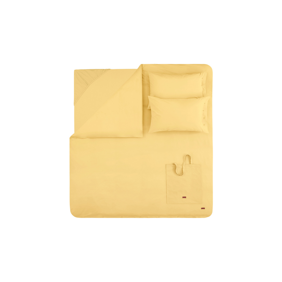 Duvet Cover Set Plain, 100% Renforcé Cotton, Yellow, 160x220 cm