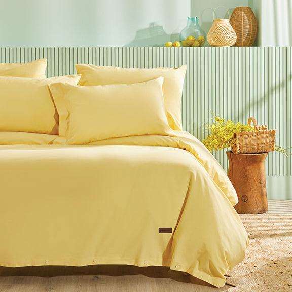 Duvet Cover Set Plain, 100% Renforcé Cotton, Yellow, 240x220 cm