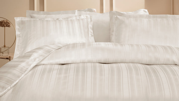 Shelly Jacquard Duvet Cover Set, with Bed Sheet, Bamboo Sateen, Beige, 200x220 cm