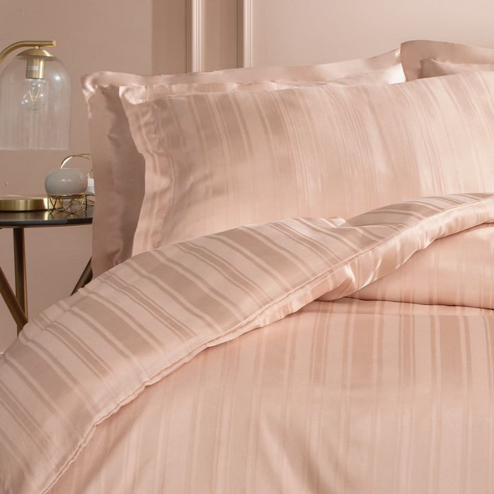 Shelly Jacquard Duvet Cover Set, with Bed Sheet, Bamboo Sateen, Pink, 200x220 cm