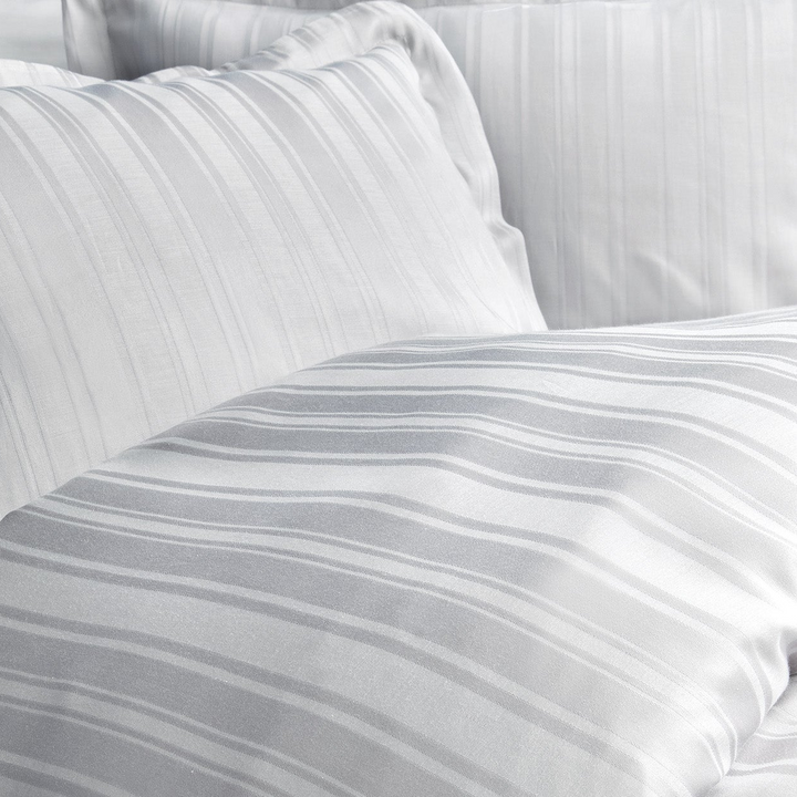 Shelly Jacquard Duvet Cover Set, with Bed Sheet, Bamboo Sateen, Gray, 200x220 cm