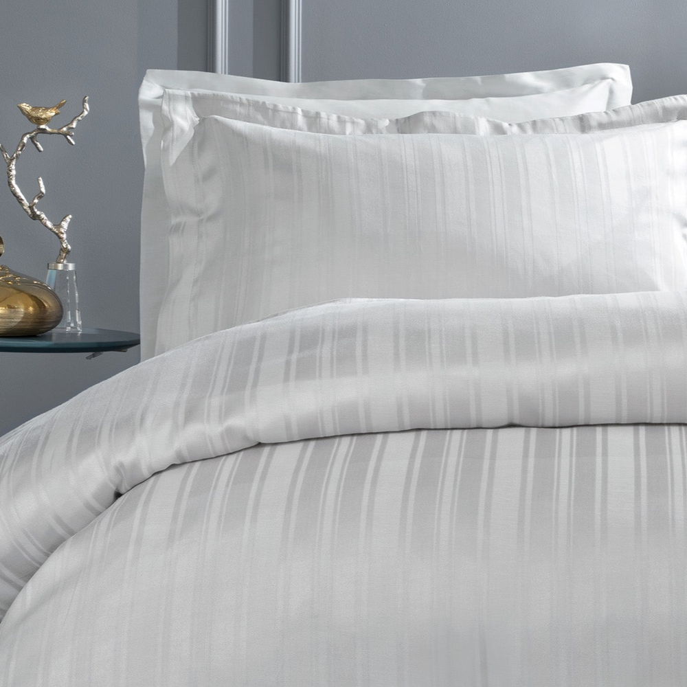 Shelly Jacquard Duvet Cover Set, with Bed Sheet, Bamboo Sateen, Gray, 200x220 cm
