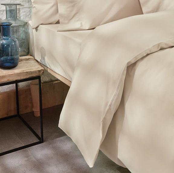 Duvet Cover Set Plain, 100% Renforcé Cotton, Beige, 240x220 cm